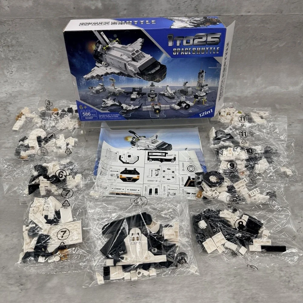 Space Shuttle 12in1 Interlocking Blocks Set Building Blocks 586 Pieces *Complete